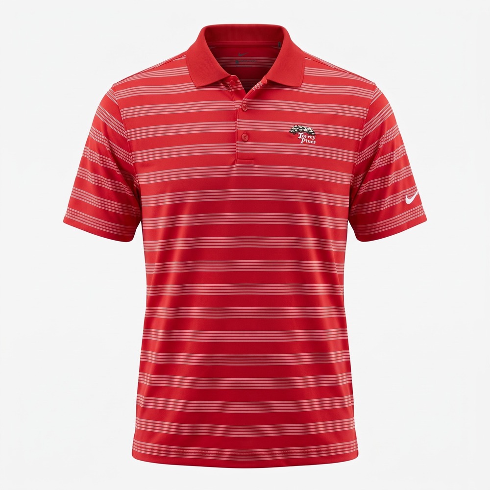 Nike Golf Torrey Pines Polo Shirt Mens XL Red Striped 452505-657